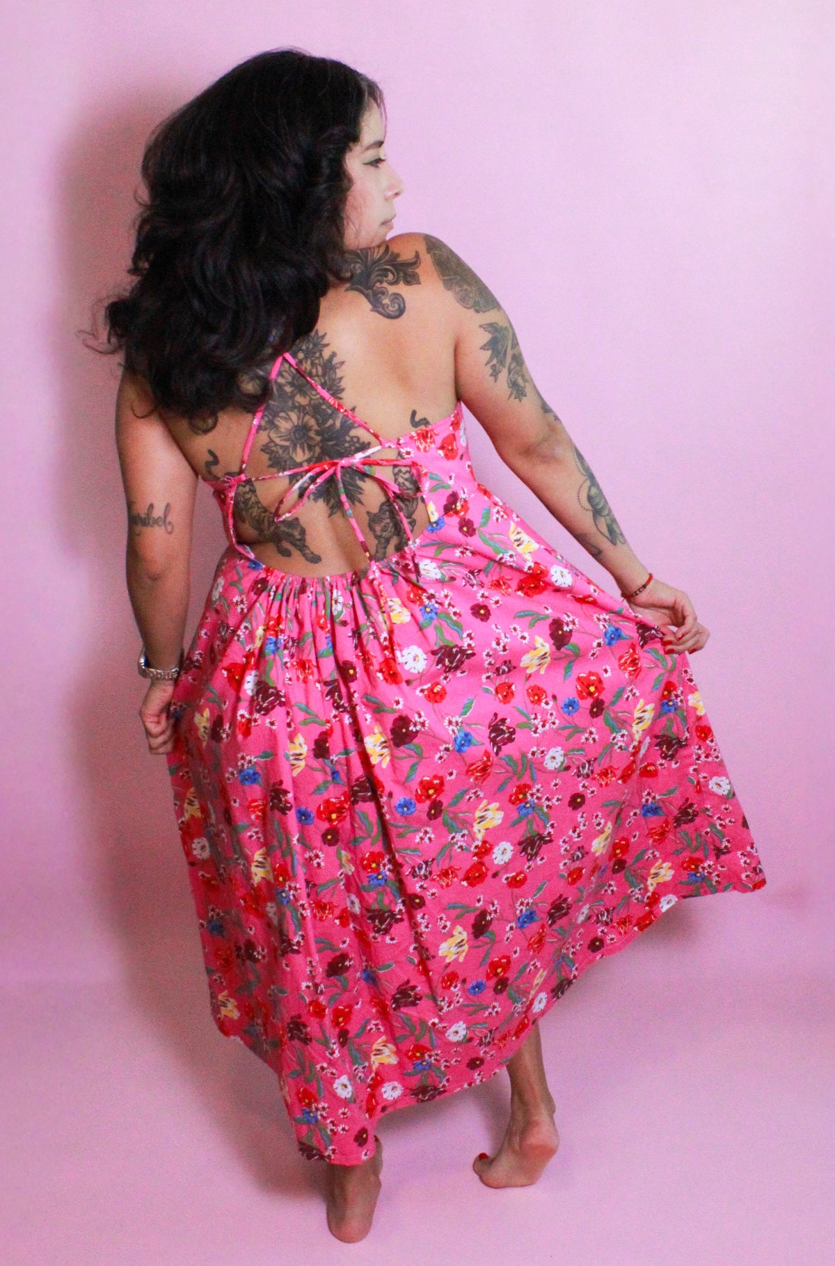 Floral Open Back Dress