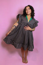 Black Grey Checkered Dress