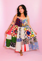 Maxi Tiered Fabric Scrap Dress