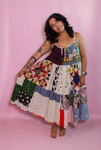 Maxi Tiered Fabric Scrap Dress