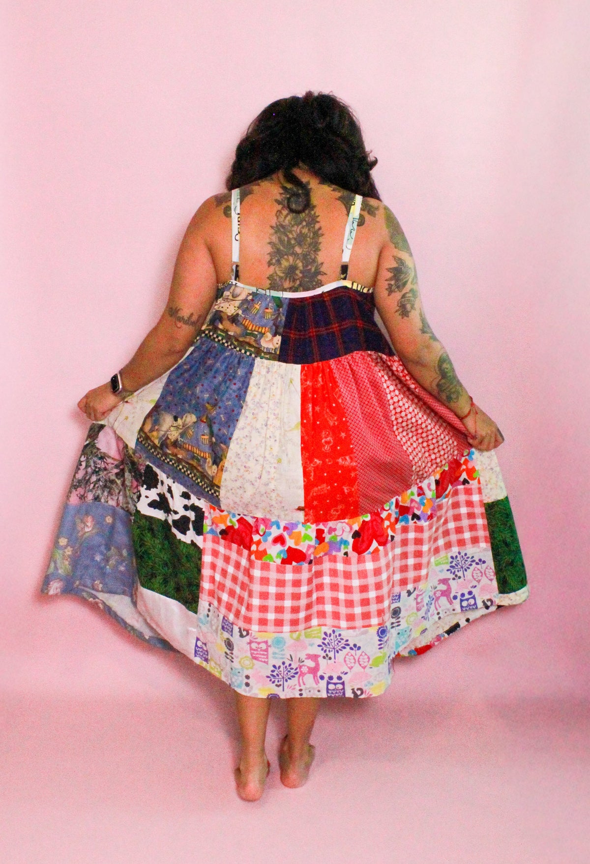 Maxi Tiered Fabric Scrap Dress