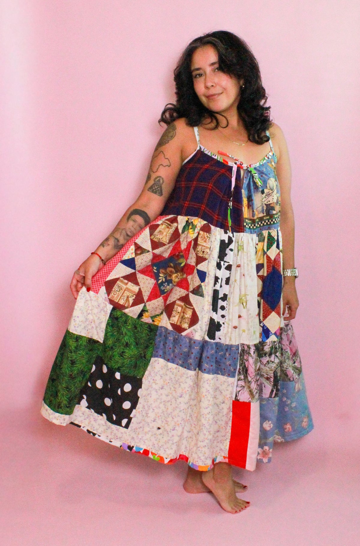 Maxi Tiered Fabric Scrap Dress