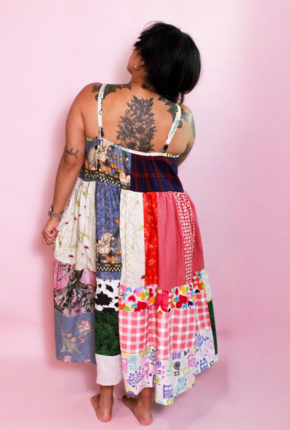 Maxi Tiered Fabric Scrap Dress
