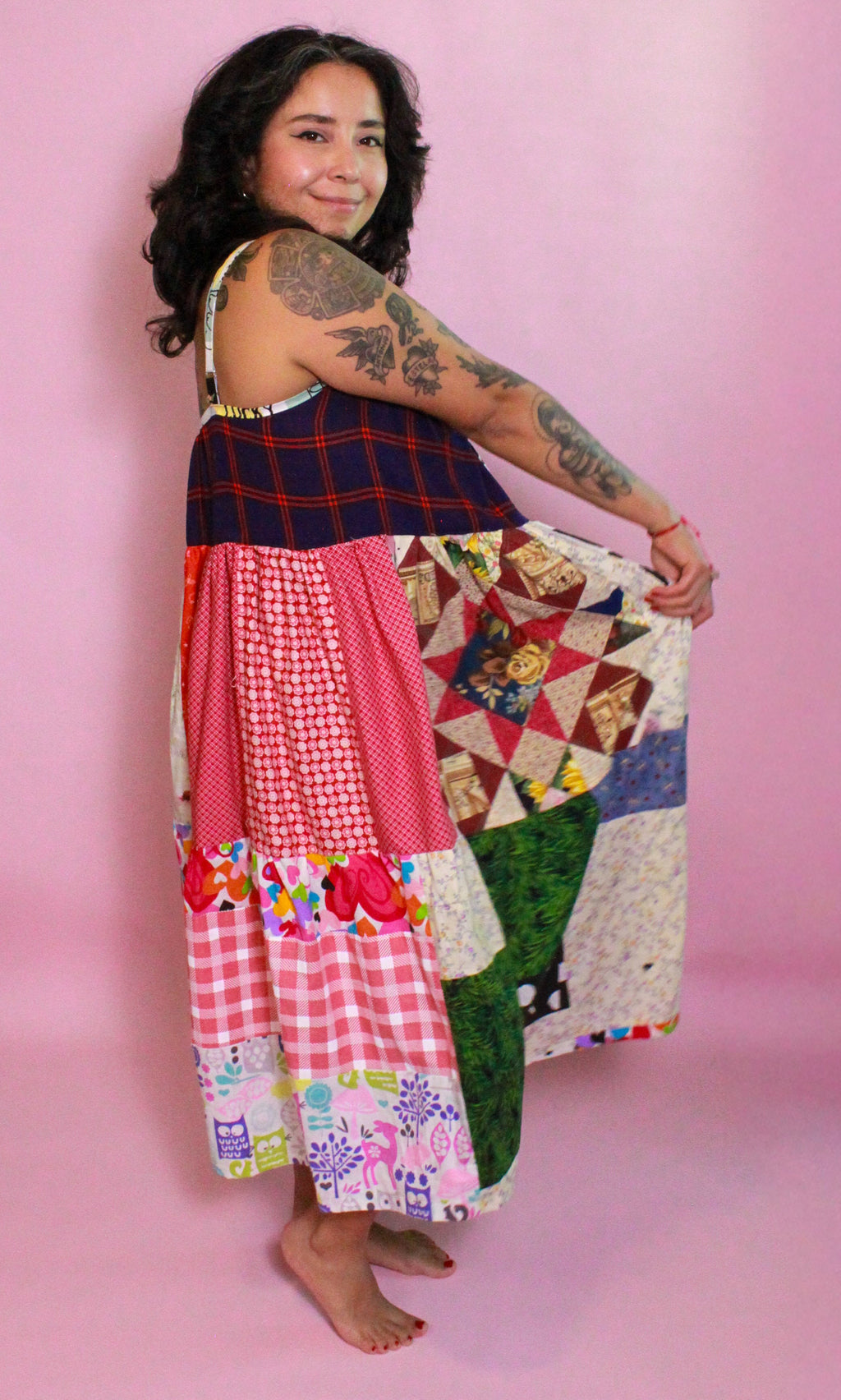 Maxi Tiered Fabric Scrap Dress