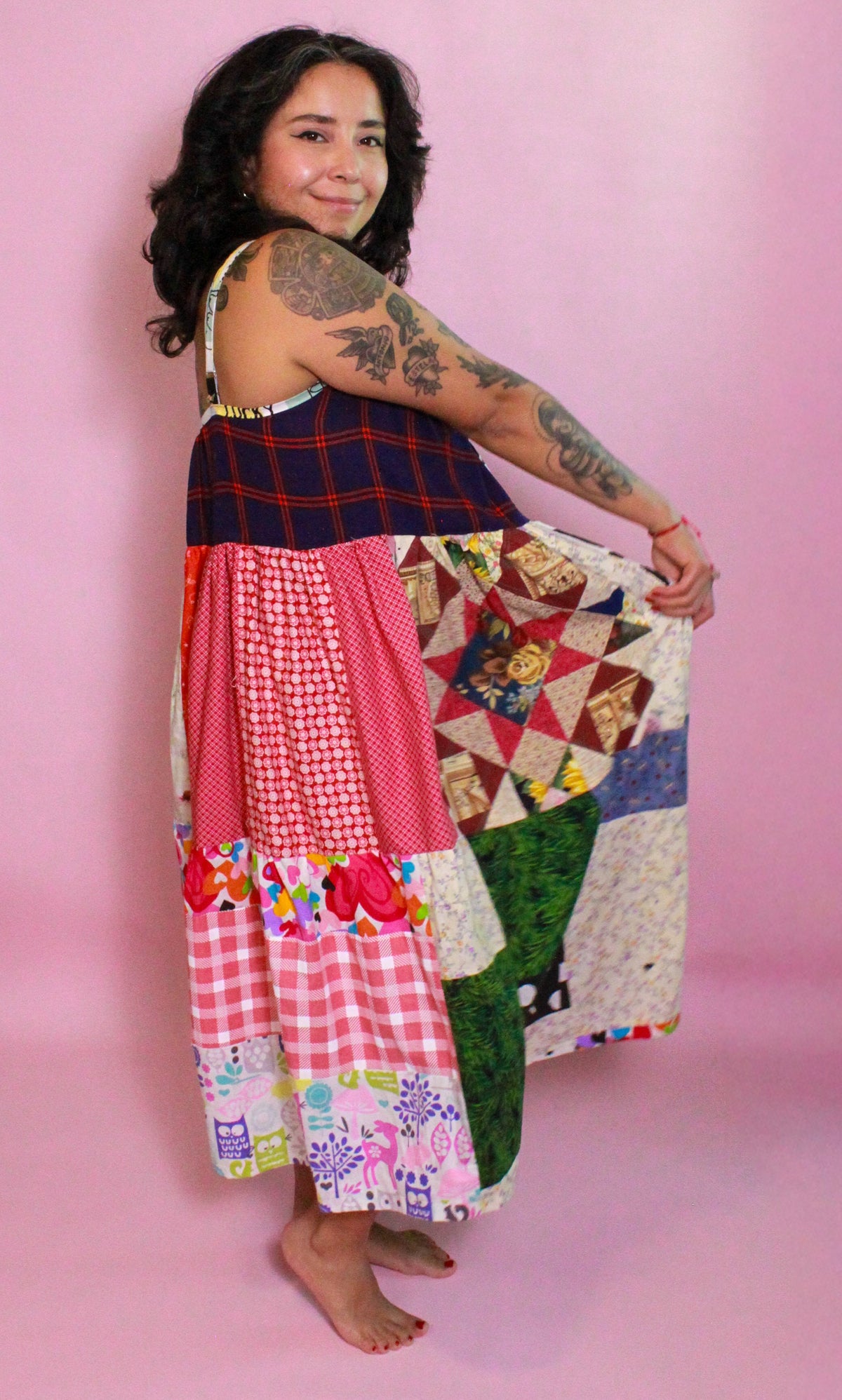Maxi Tiered Fabric Scrap Dress