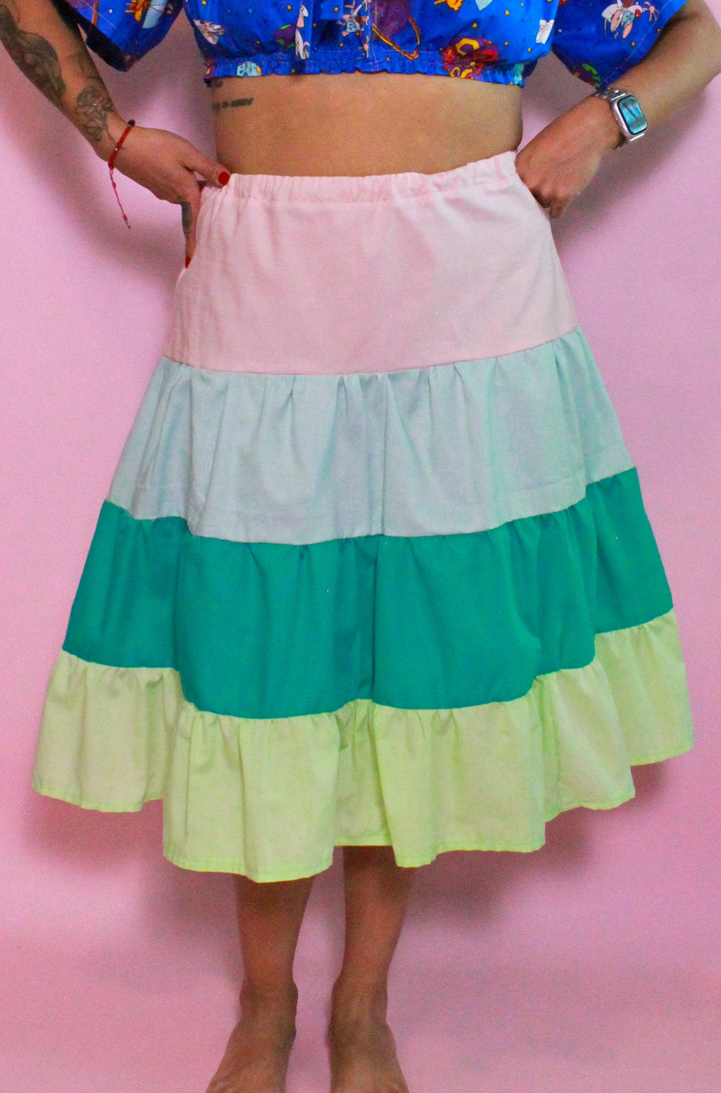Multicolor Tiered Skirt