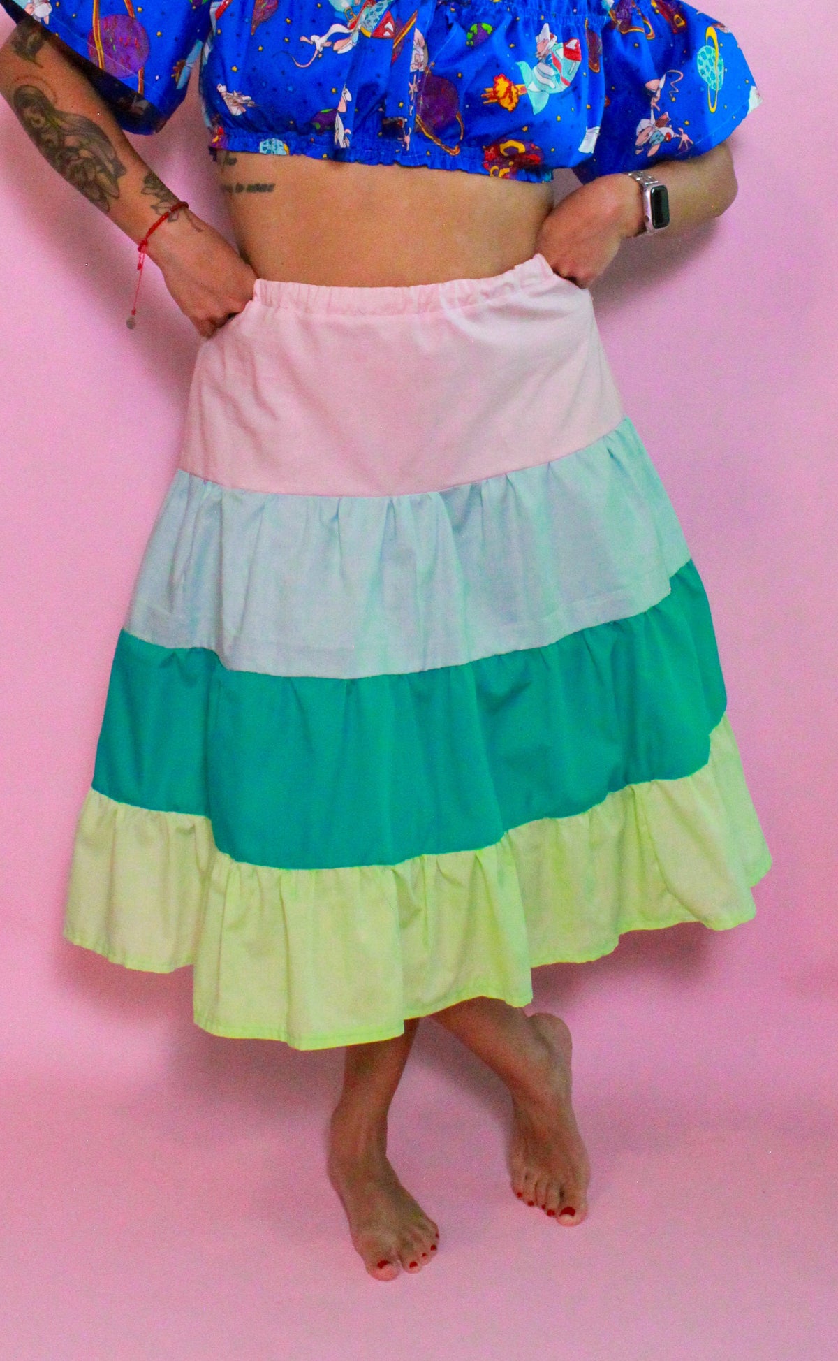 Multicolor Tiered Skirt