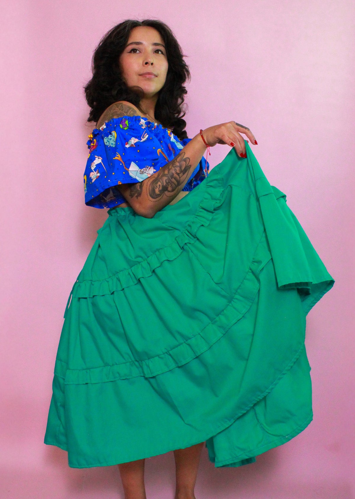 Teal Tiered Skirt