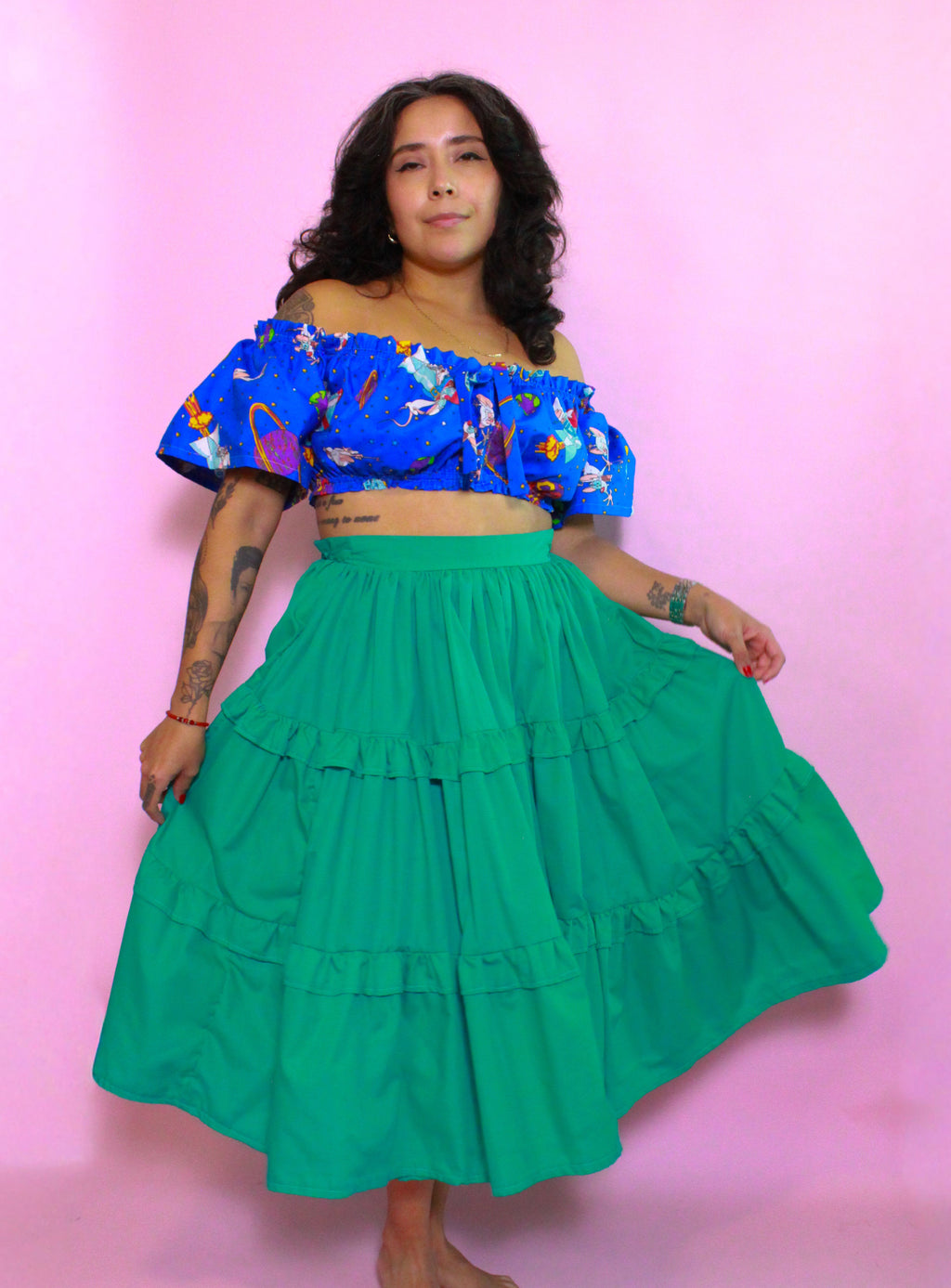Teal Tiered Skirt