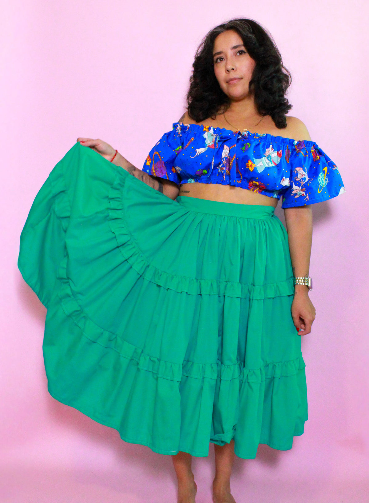 Teal Tiered Skirt