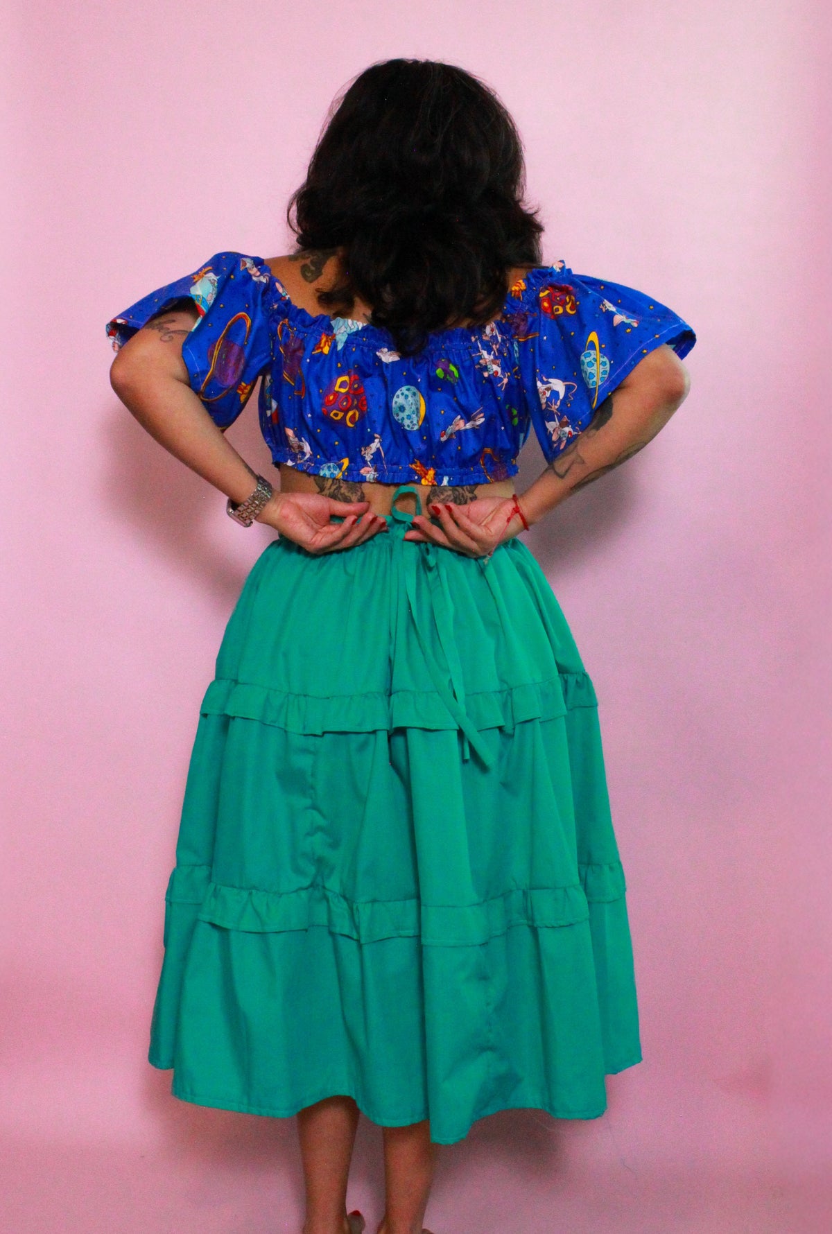 Teal Tiered Skirt