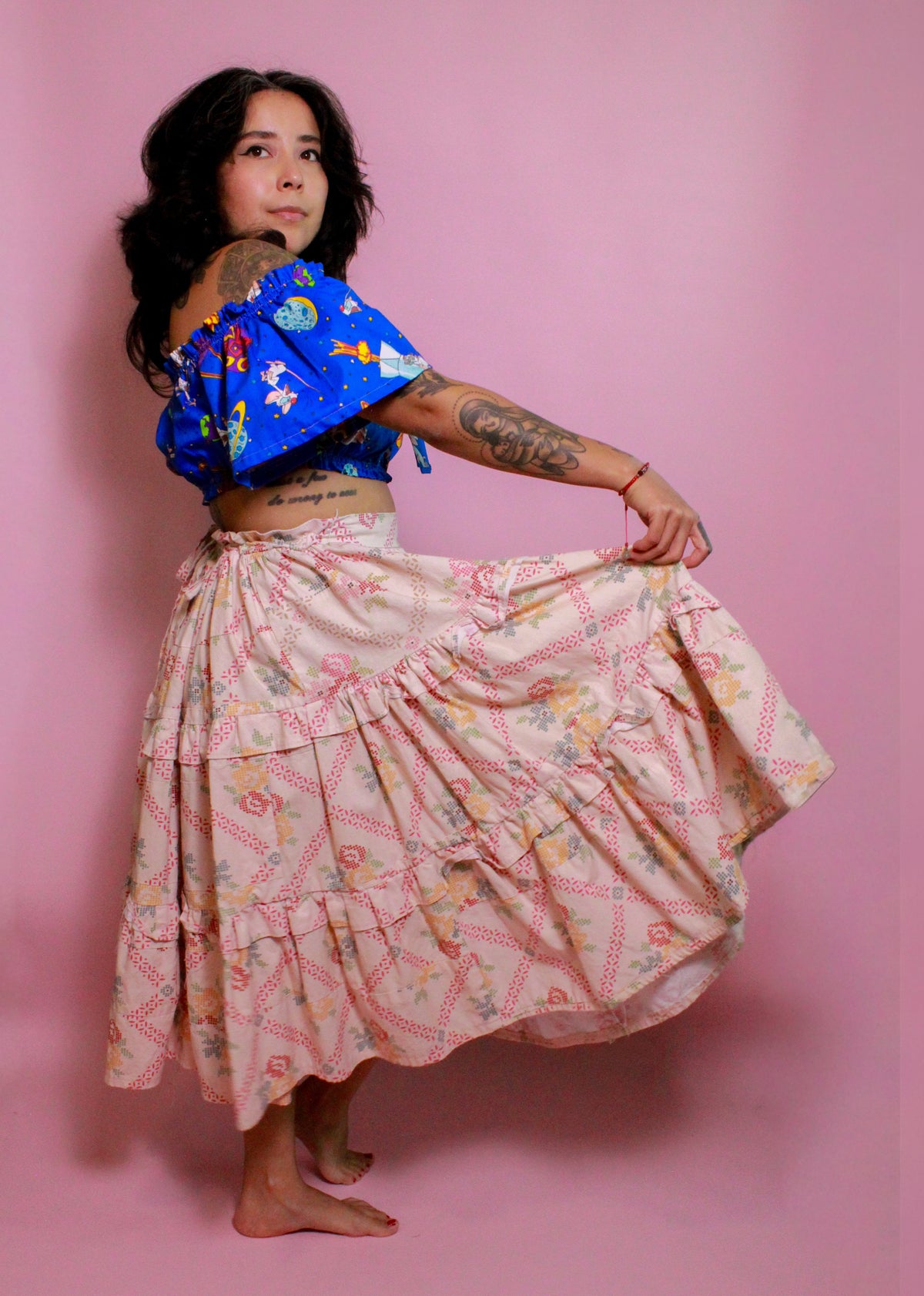Pink Floral Skirt