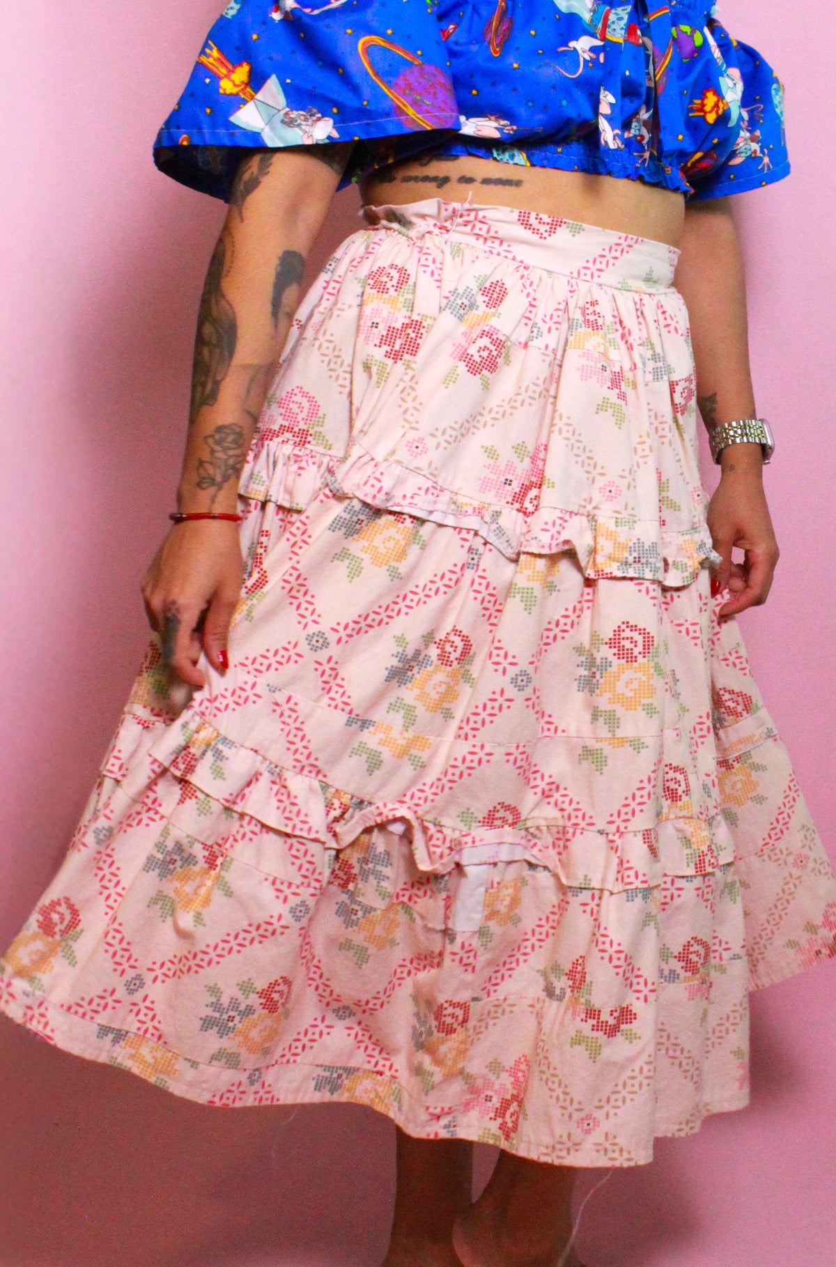 Pink Floral Skirt