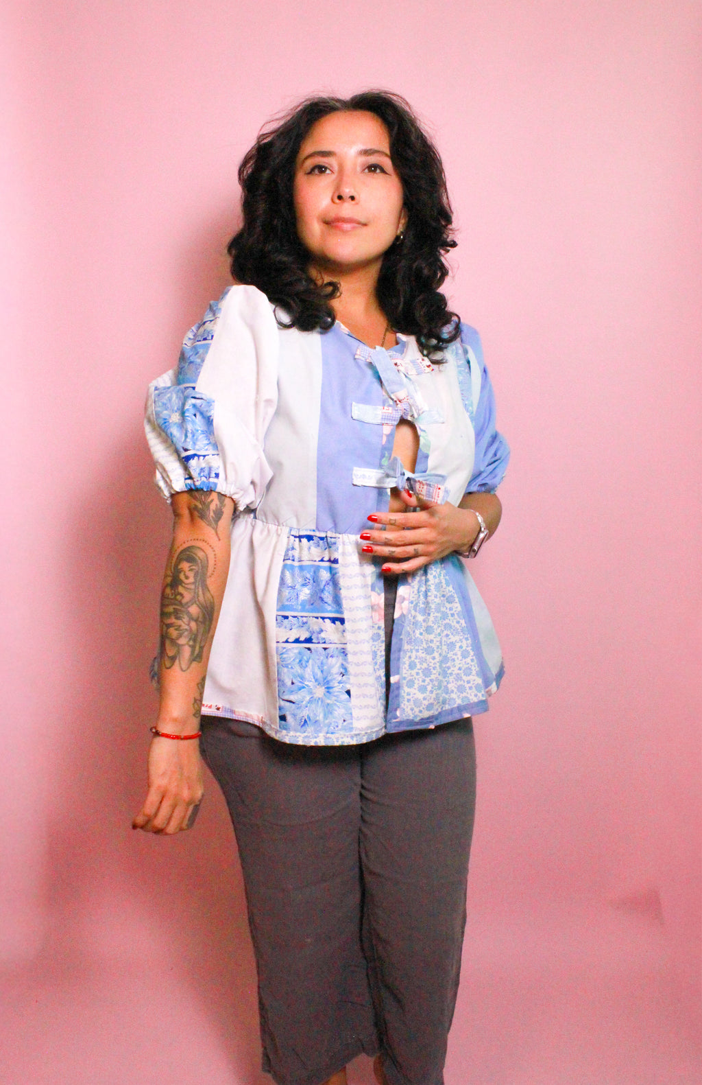 Blue Peplum Top